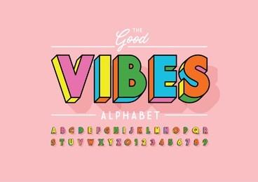 vector of stylized colorful font and alphabet