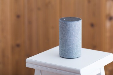 smart speaker on the stool