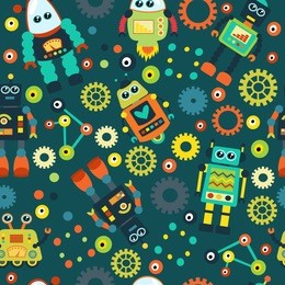 silly robots seamless pattern
