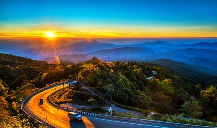 sunrise in view point of doi inthanon national park, at chiang mai province, northern of thailand.