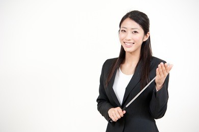 portrait of beautiful asian businesswoman with pointer