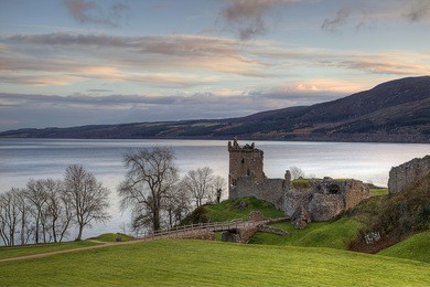 the urqhart castle near by ness loch, scotland