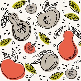 pears & peaches seamless pattern