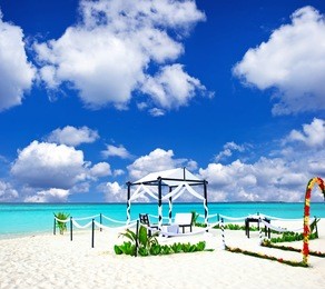 tropical wedding location on the beach. happy holidays. honeymoon