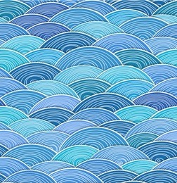 seamless background of curled abstract blue waves