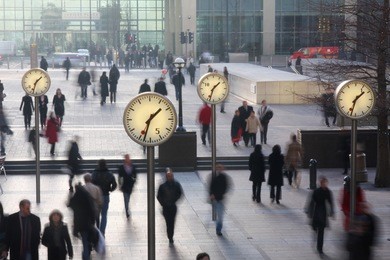 clocks in london's docklands