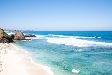 kuta beach, lombok, indonesia. paradise place for surfing and relaxing