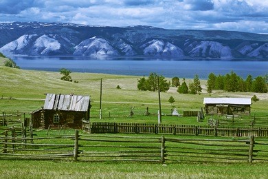 nature lake of baikal with mountain