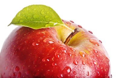 closeup isolated juicy red apple