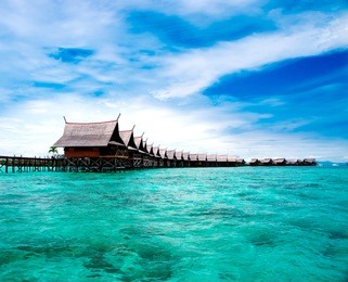 a man-made kapalai island with exotic tropical resort