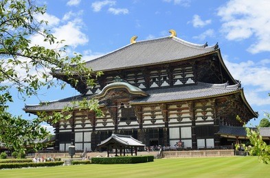 exterior of todaiji, the world's largest wooden building and a unesco world heritage site in nara, japan.