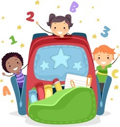 illustration of kids playing in a giant bag