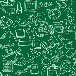 doodle seamless with public school and graduation objects