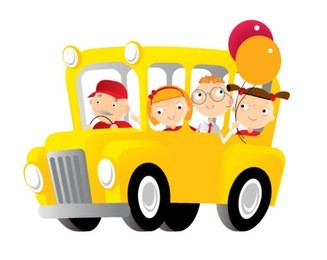 yellow school bus with happy kids