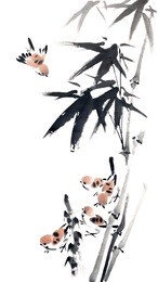 bamboo,asian ink and wash painting.