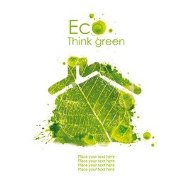 ecological house  on white background in watercolor technique