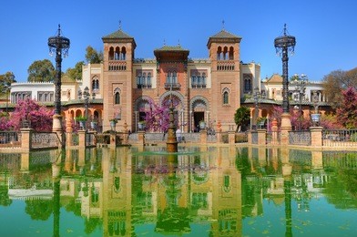 mudejar pavilion located in the maria luisa park in seville, andalucia, spain