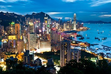 night view of hong kong island