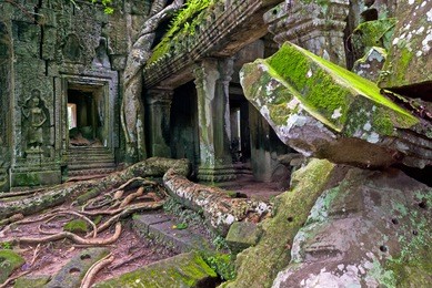 very old temple in cambodia, ta prohm temple