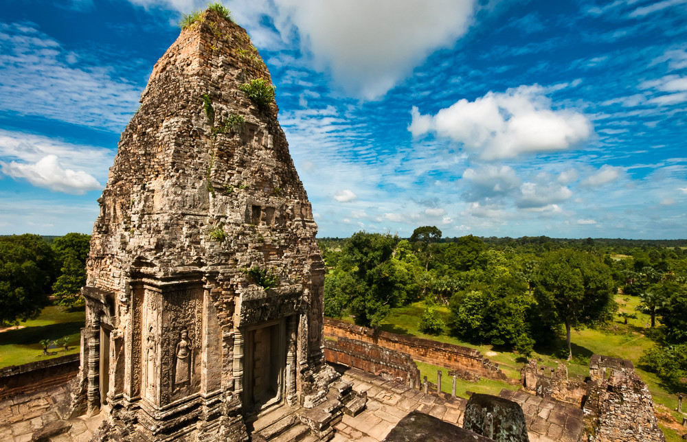 ancient buddhist khmer temple in angkor wat, cambodia. pre rup prasat