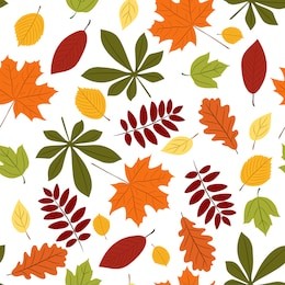 vector seamless with autumn many-colored leaves. cartoon style.