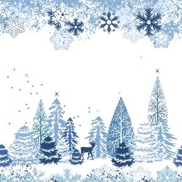 beautiful seamless blue pattern with winter forest