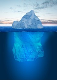 antarctic iceberg in the ocean. beautiful polar sea background.