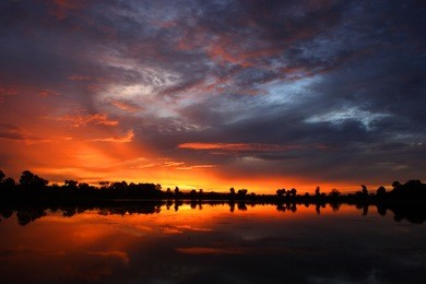 sunrise over srah srang in the angkor wat complex in cambodia south east asia