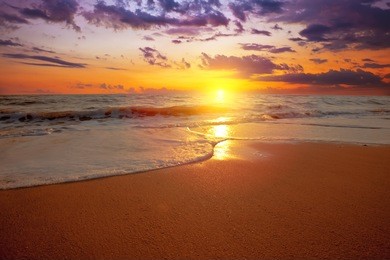 sunset on a background a sea