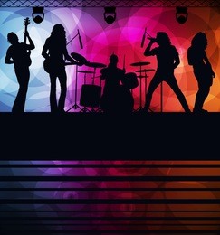 rock band vector background with neon lights