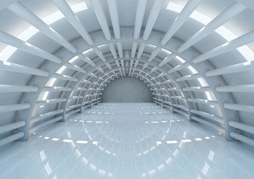 empty futuristic interior with balks - 3d illustration