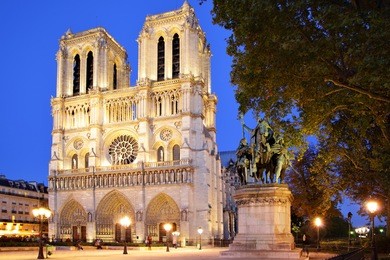 notre dame de paris at evening, france