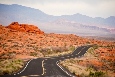 winding road through valley of fire, nevada