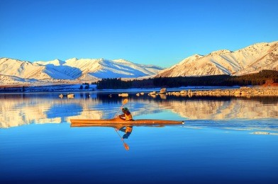 rafting on lake tekapo, south island, new zealand