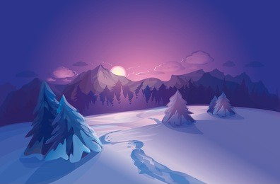 vector  winter landscape
