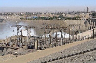the aswan dam with hydroelectric power plant in aswan (egypt)