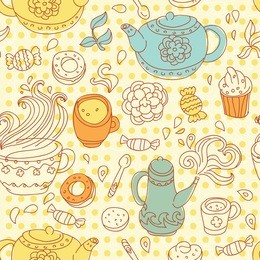 seamless tea pattern - vector illustration
