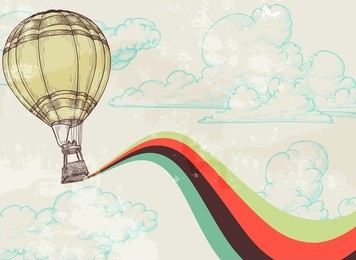 retro hot air balloon sky background old paper texture. vintage texture grouped and easy removable