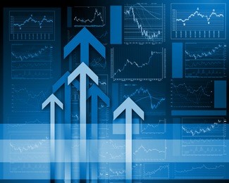 colour illustration of business and financial charts and graphs
