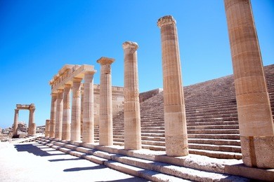 ruins of ancient temple. lindos. rhodes island. greece