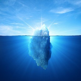 iceberg under water and above water