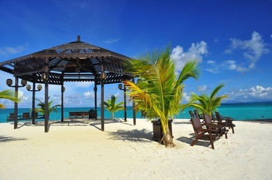 a man-made walkway kapalai island with exotic tropical resort