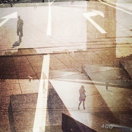 designed multi exposition retro style photo. grain, dust, colors added as vintage effect.