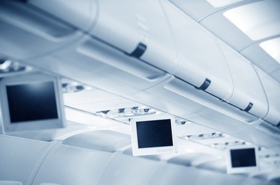 display screen  in the airplane.