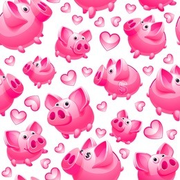 piggy bank on white background, seamless