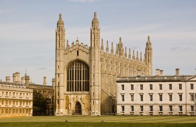 the chapel and back lawn of king's college, part of the university of cambridge.