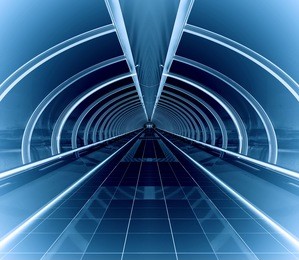 texture of vanishing corridor in contemporary airport walkway