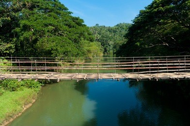 bridge over the loboc river on bohol, philippines