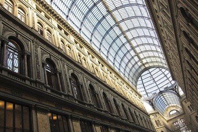 gallery umberto in naples, italy. detail of the glass roof
