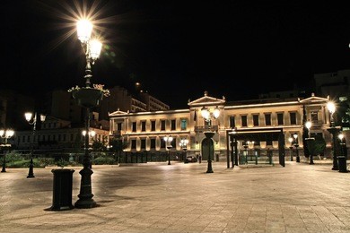 athens by night, greece